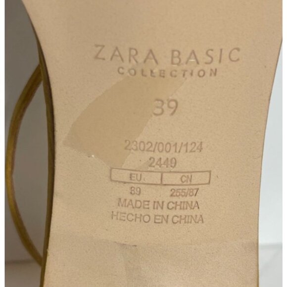 Zara Geometric Heeled Beaded Sandal Mustard Yellow Ankle Strap Size EU 39 / US 8 - Picture 11 of 12